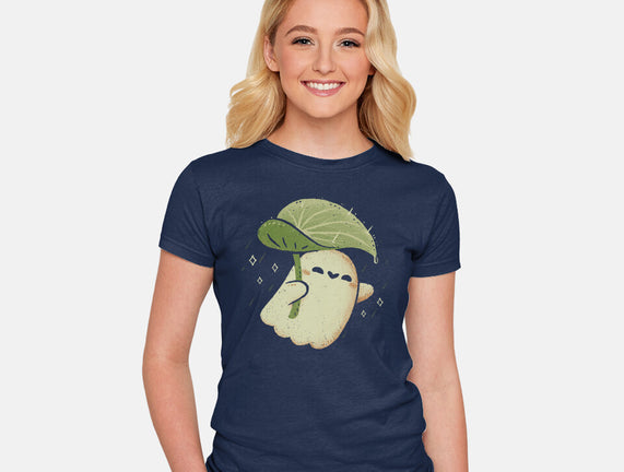 Cute Ghost With Leaf Umbrella