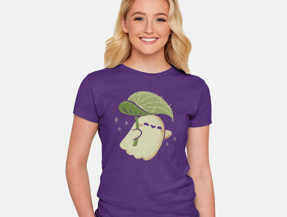 Cute Ghost With Leaf Umbrella