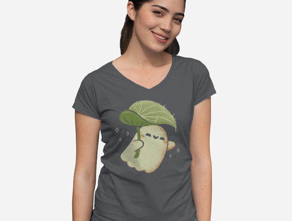Cute Ghost With Leaf Umbrella