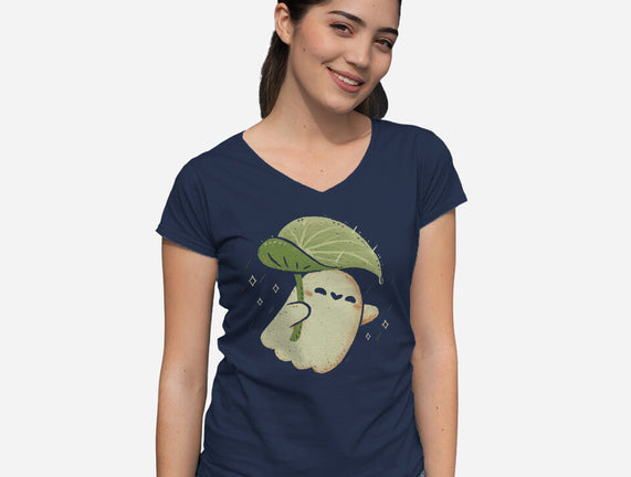 Cute Ghost With Leaf Umbrella