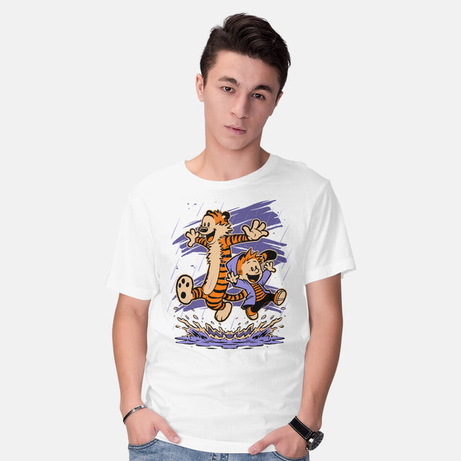 Rainy Day Tiger Boy-Mens-Basic-Tee-Studio Mootant