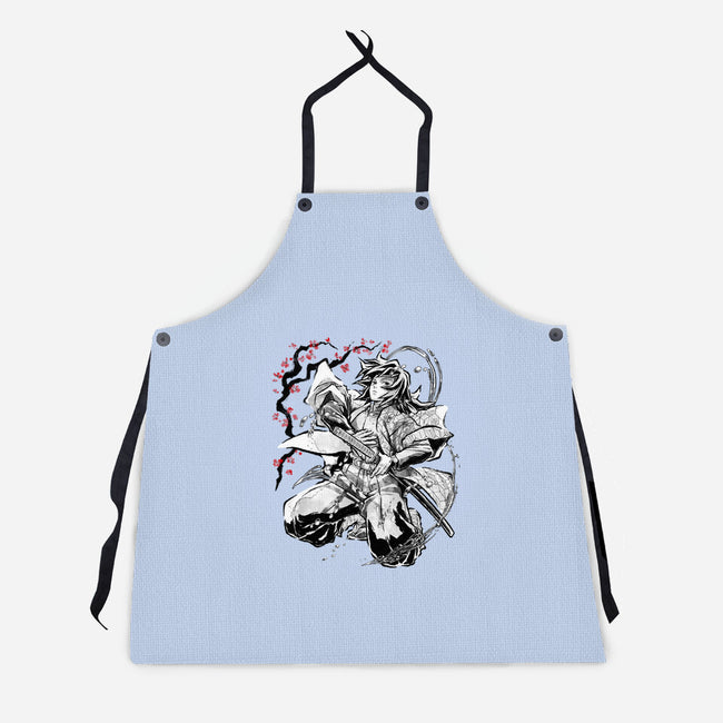 Water Breathing Hashira Sumi-E-Unisex-Kitchen-Apron-Astrobot Invention