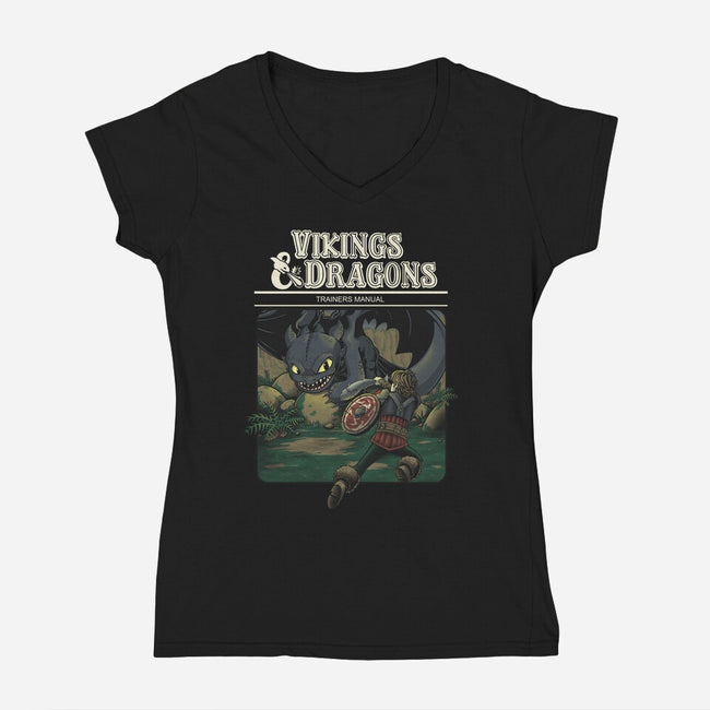 Vikings And Dragons-Womens-V-Neck-Tee-Betmac