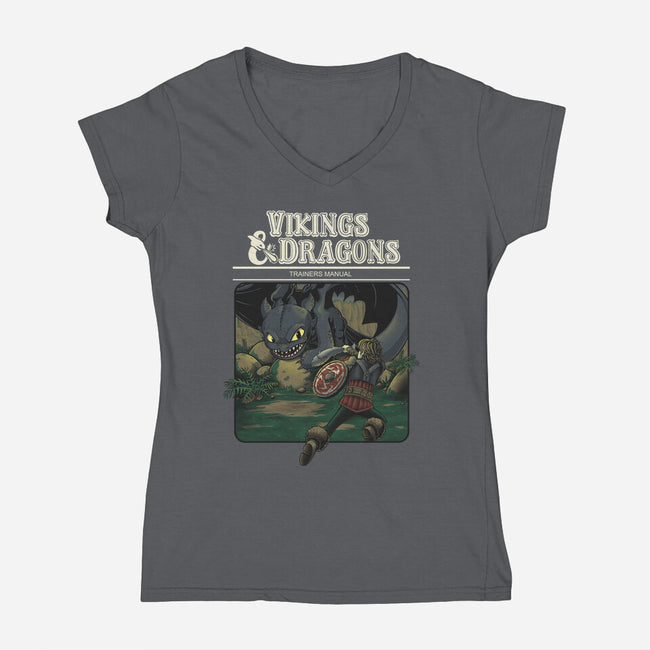 Vikings And Dragons-Womens-V-Neck-Tee-Betmac
