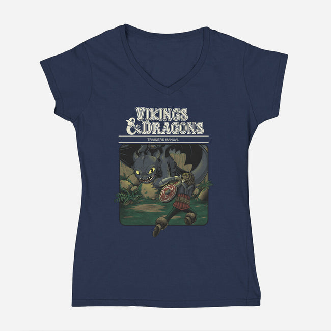 Vikings And Dragons-Womens-V-Neck-Tee-Betmac