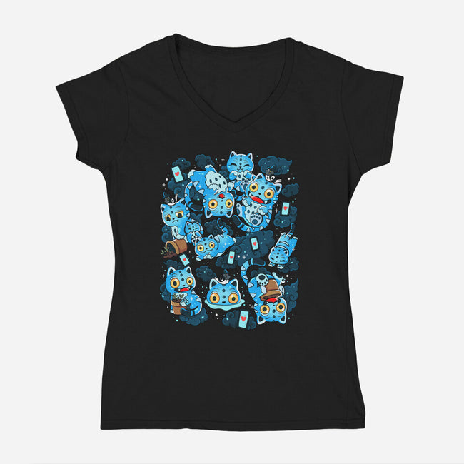 Magic Tiger-Womens-V-Neck-Tee-Vallina84