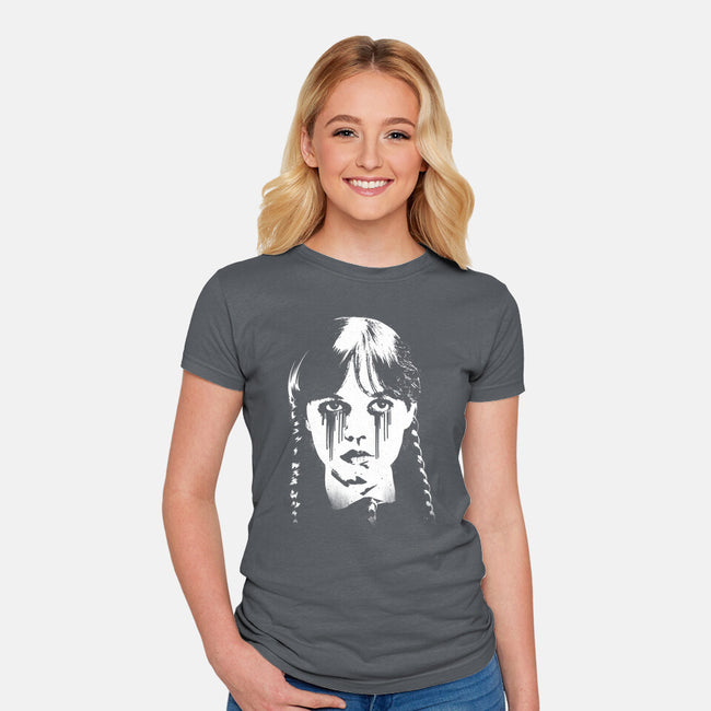 Wednesdays Tears-Womens-Fitted-Tee-rocketman_art