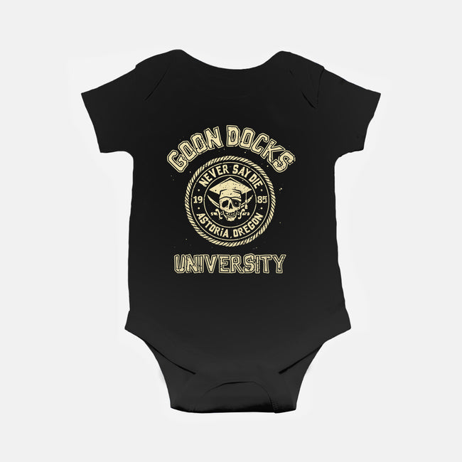 Goon Docks University-Baby-Basic-Onesie-retrodivision