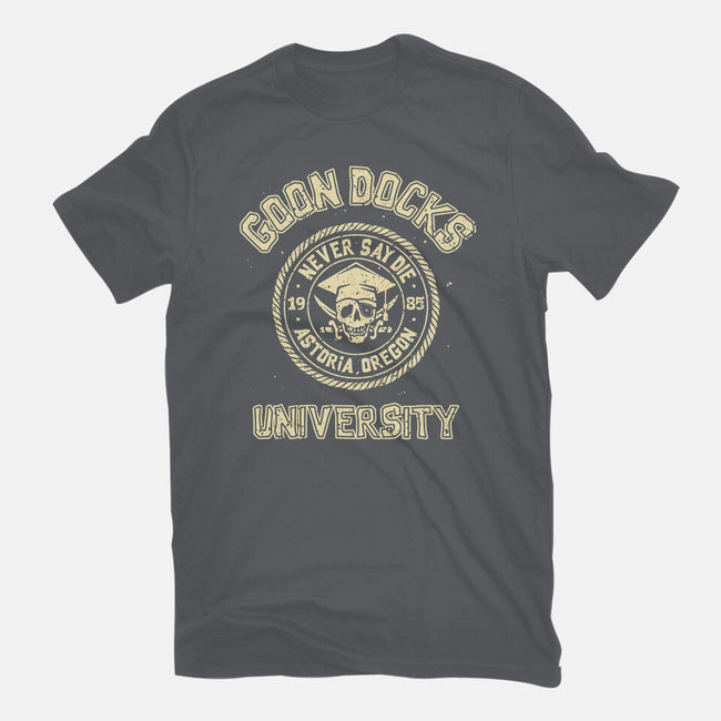 Goon Docks University-Unisex-Basic-Tee-retrodivision