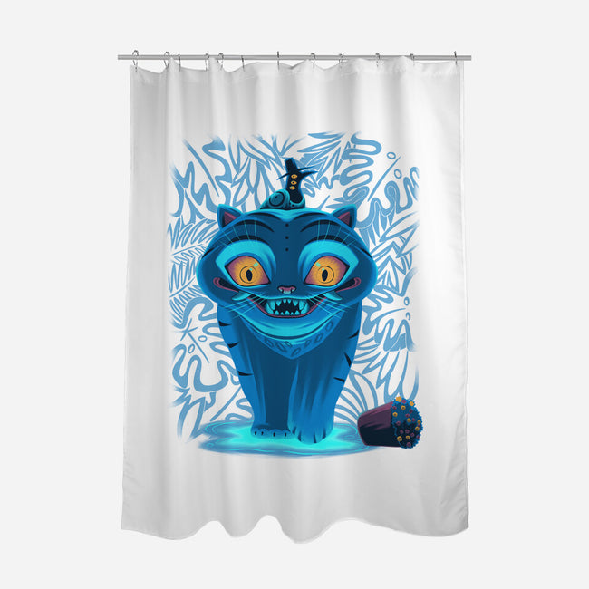 Blue Demon Cat-None-Polyester-Shower Curtain-rmatix