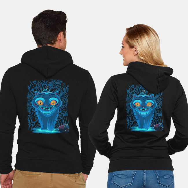 Blue Demon Cat-Unisex-Zip-Up-Sweatshirt-rmatix