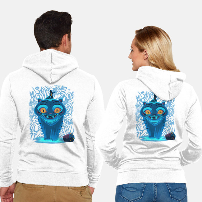 Blue Demon Cat-Unisex-Zip-Up-Sweatshirt-rmatix
