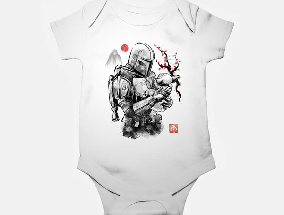 Hunter And Alien Baby Sumi-e