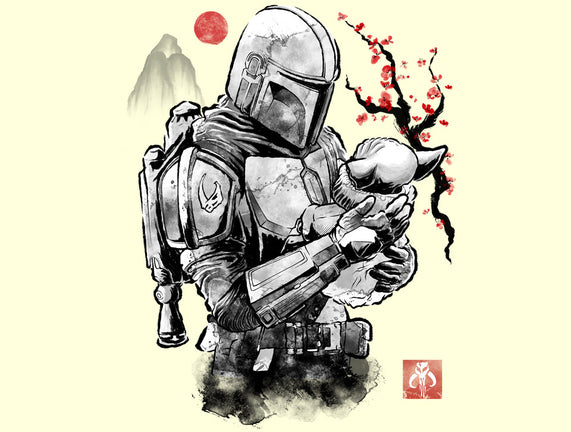 Hunter And Alien Baby Sumi-e