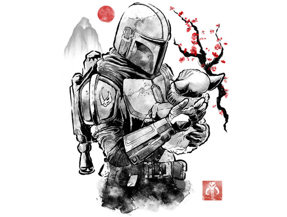 Hunter And Alien Baby Sumi-e