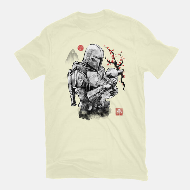 Hunter And Alien Baby Sumi-e-Mens-Basic-Tee-Astrobot Invention