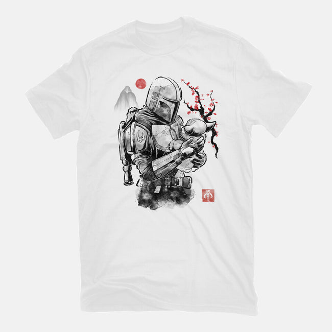 Hunter And Alien Baby Sumi-e-Mens-Basic-Tee-Astrobot Invention