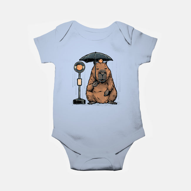 Capybara Bus Stop-Baby-Basic-Onesie-glitchygorilla
