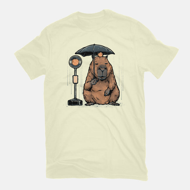 Capybara Bus Stop-Mens-Basic-Tee-glitchygorilla