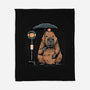 Capybara Bus Stop-None-Fleece-Blanket-glitchygorilla