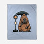Capybara Bus Stop-None-Fleece-Blanket-glitchygorilla