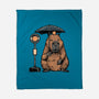 Capybara Bus Stop-None-Fleece-Blanket-glitchygorilla