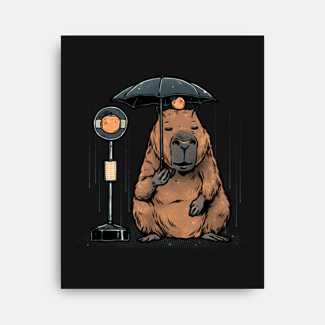 Capybara Bus Stop-None-Stretched-Canvas-glitchygorilla