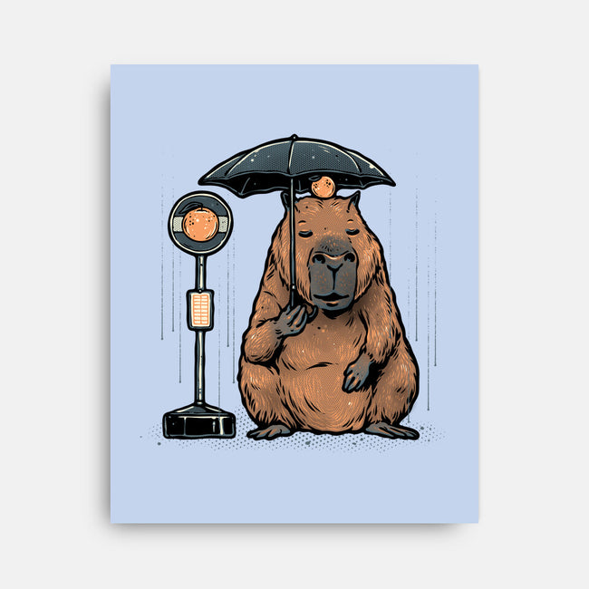Capybara Bus Stop-None-Stretched-Canvas-glitchygorilla