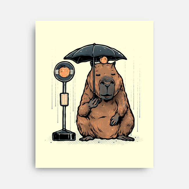 Capybara Bus Stop-None-Stretched-Canvas-glitchygorilla