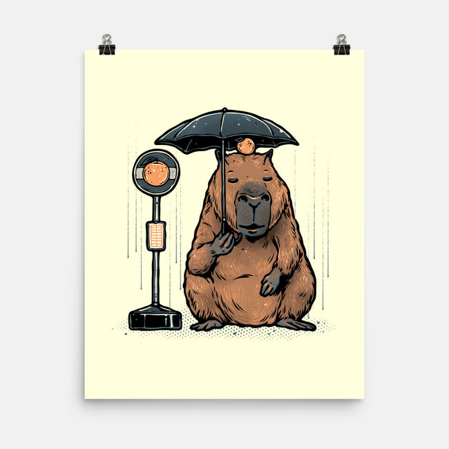 Capybara Bus Stop-None-Matte-Poster-glitchygorilla