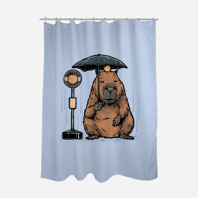 Capybara Bus Stop-None-Polyester-Shower Curtain-glitchygorilla