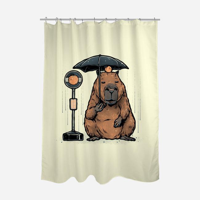 Capybara Bus Stop-None-Polyester-Shower Curtain-glitchygorilla