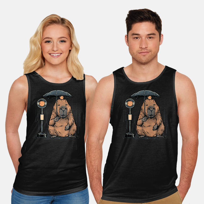 Capybara Bus Stop-Unisex-Basic-Tank-glitchygorilla