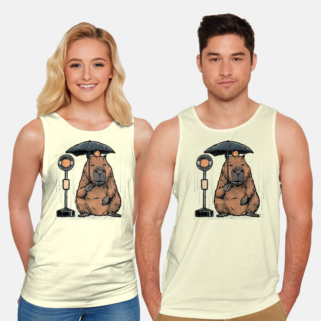 Capybara Bus Stop-Unisex-Basic-Tank-glitchygorilla