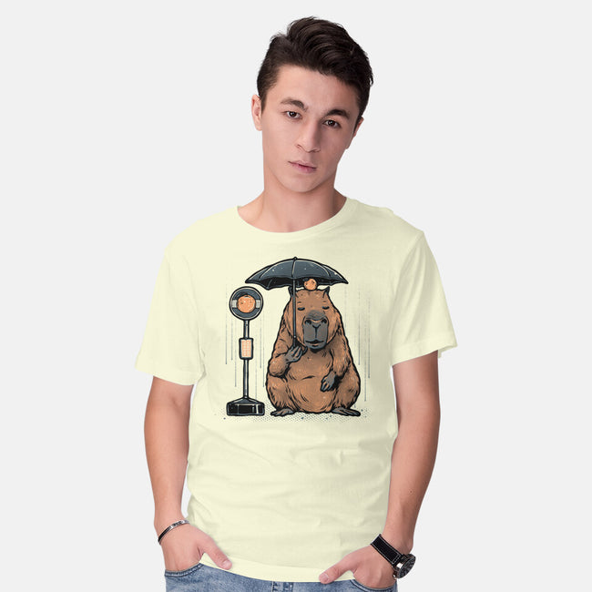 Capybara Bus Stop-Mens-Basic-Tee-glitchygorilla