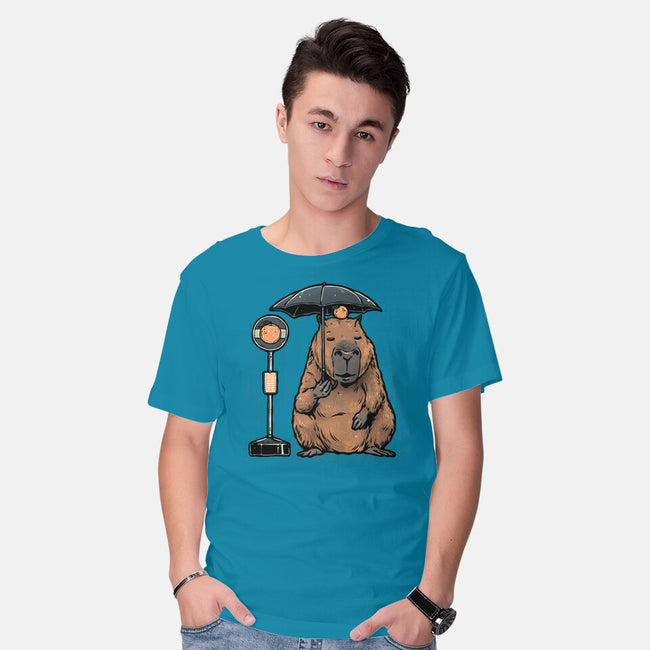 Capybara Bus Stop-Mens-Basic-Tee-glitchygorilla