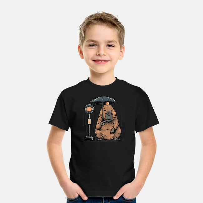 Capybara Bus Stop-Youth-Basic-Tee-glitchygorilla