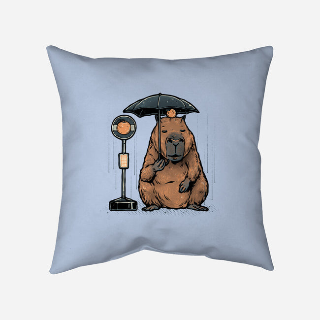 Capybara Bus Stop-None-Removable Cover w Insert-Throw Pillow-glitchygorilla