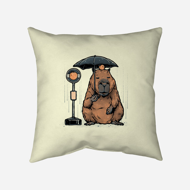 Capybara Bus Stop-None-Removable Cover w Insert-Throw Pillow-glitchygorilla
