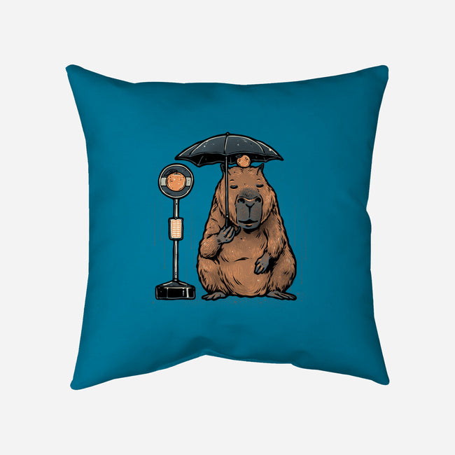 Capybara Bus Stop-None-Removable Cover w Insert-Throw Pillow-glitchygorilla