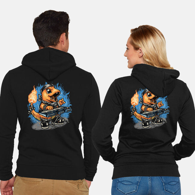 Flaming Rocker-Unisex-Zip-Up-Sweatshirt-glitchygorilla