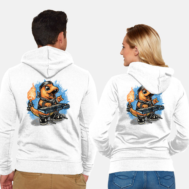 Flaming Rocker-Unisex-Zip-Up-Sweatshirt-glitchygorilla