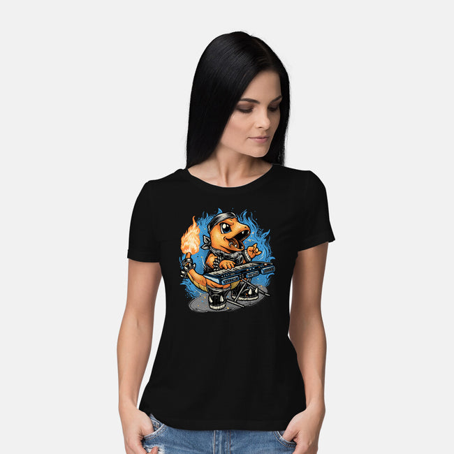 Flaming Rocker-Womens-Basic-Tee-glitchygorilla