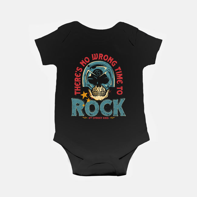 No Wrong Time To Rock-Baby-Basic-Onesie-teesgeex