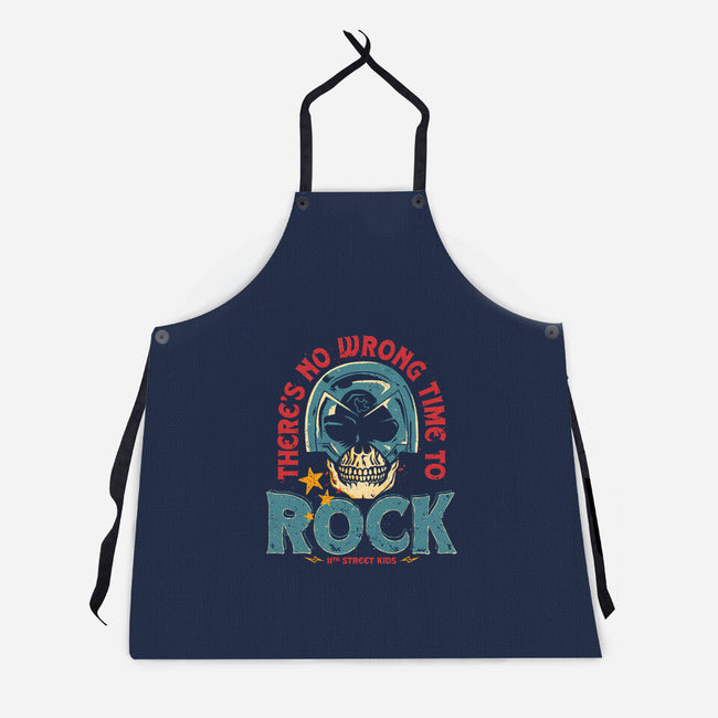 No Wrong Time To Rock-Unisex-Kitchen-Apron-teesgeex