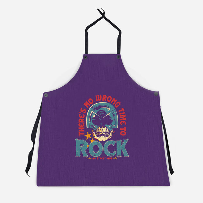 No Wrong Time To Rock-Unisex-Kitchen-Apron-teesgeex