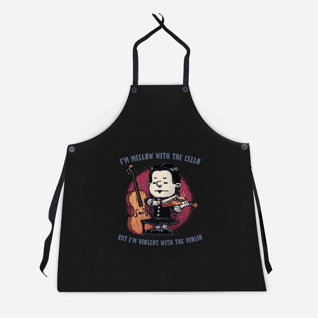 Violent With The Violin-Unisex-Kitchen-Apron-glitchygorilla
