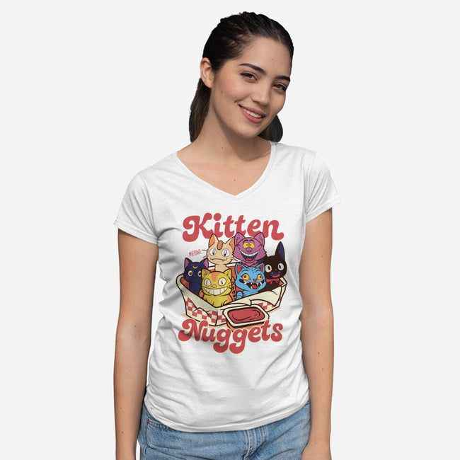 Pop Kitten Nuggets-Womens-V-Neck-Tee-dandingeroz