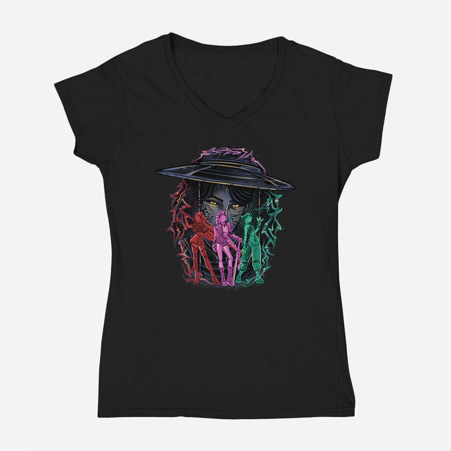 Hunt In Style-Womens-V-Neck-Tee-glitchygorilla