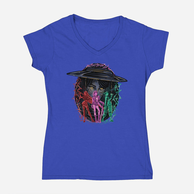Hunt In Style-Womens-V-Neck-Tee-glitchygorilla